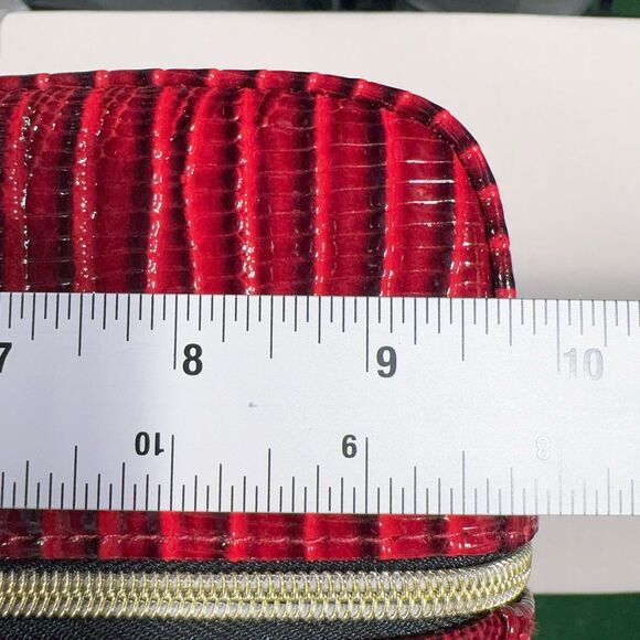 Estée Lauder Faux Croc Embossed Bordeaux Wine Red Large Makeup Cosmetic Case Bag - Picture 10 of 11